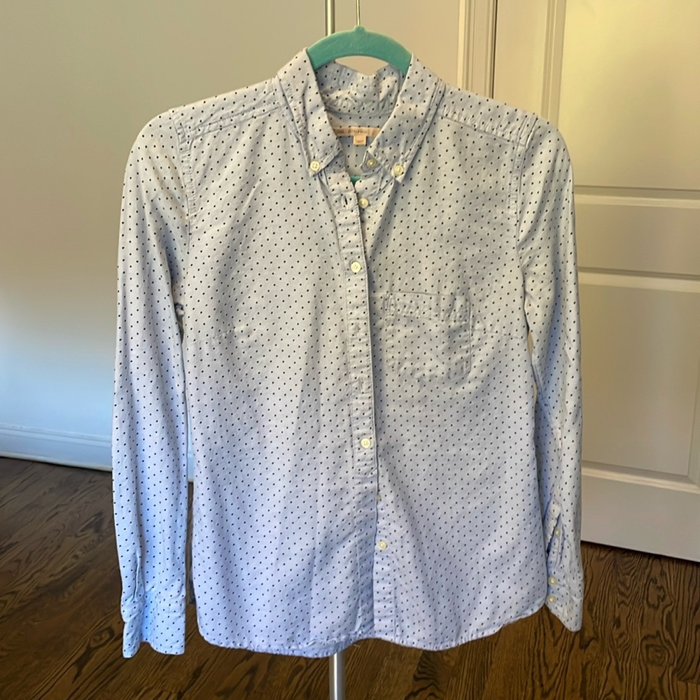 Gap Button Down Blouse - Size Extra Small - Blue Polka Dot